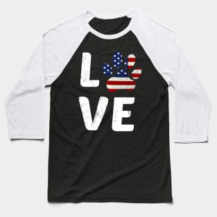 Patriotic American Flag Dog Love Baseball T-Shirt